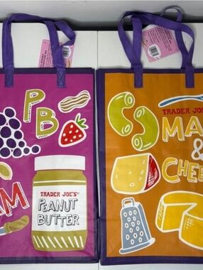 NWT- Trader Joe's. Plastic Orange Mac & Cheese Reusable Tote Bag